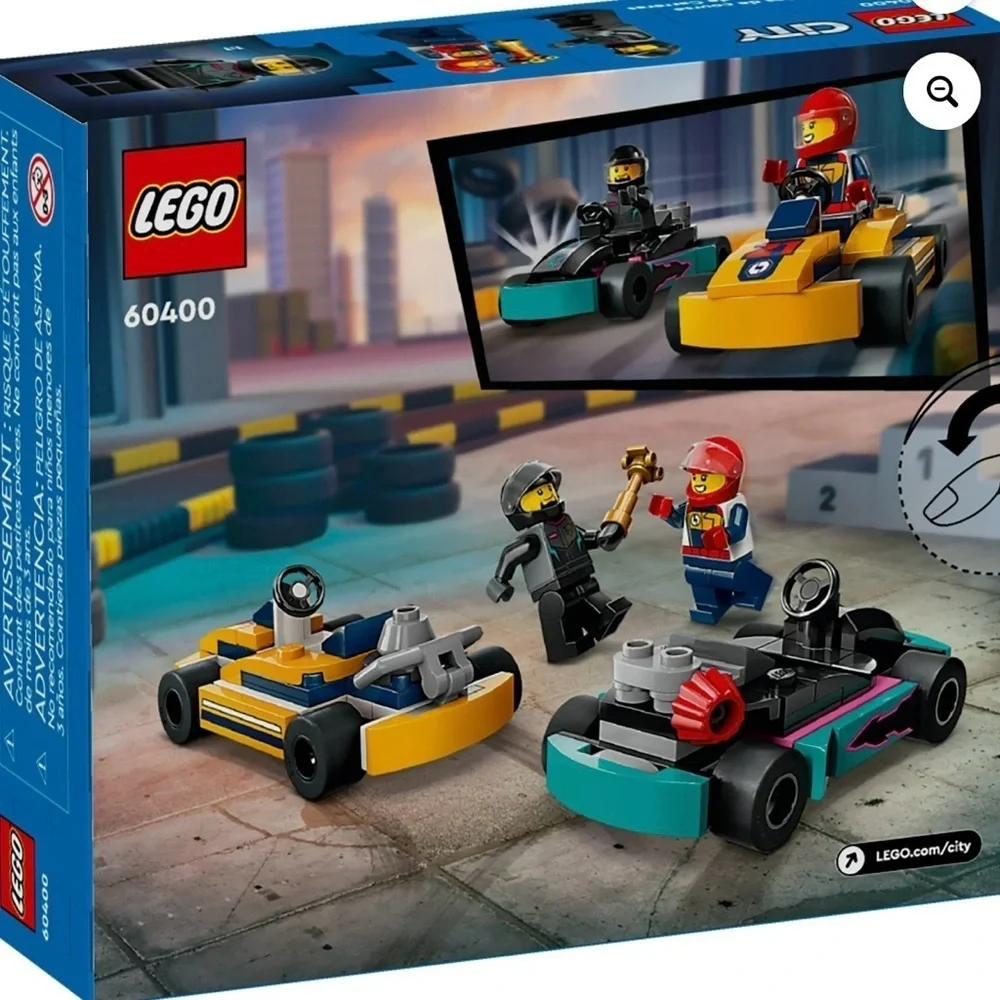 LEGO City Go-Karts and Race Drivers Toy Playset - 2 Driver Minifigures, Race Car - Picture 4 of 6